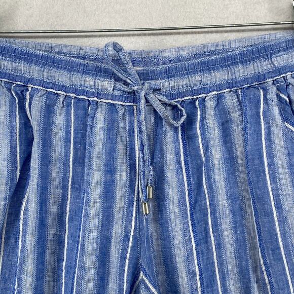 TOMMY BAHAMA Pants Womens S Santiago Striped Linen Blend Lounge Drawstring Blue - Picture 2 of 12